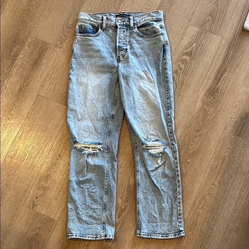 Women’s Light Blue Distressed Boyfriend Jeans